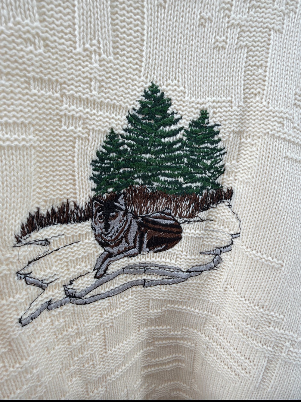 Cream Forest Embroidered Crewneck Sweater - Men - Picture 2 of 4